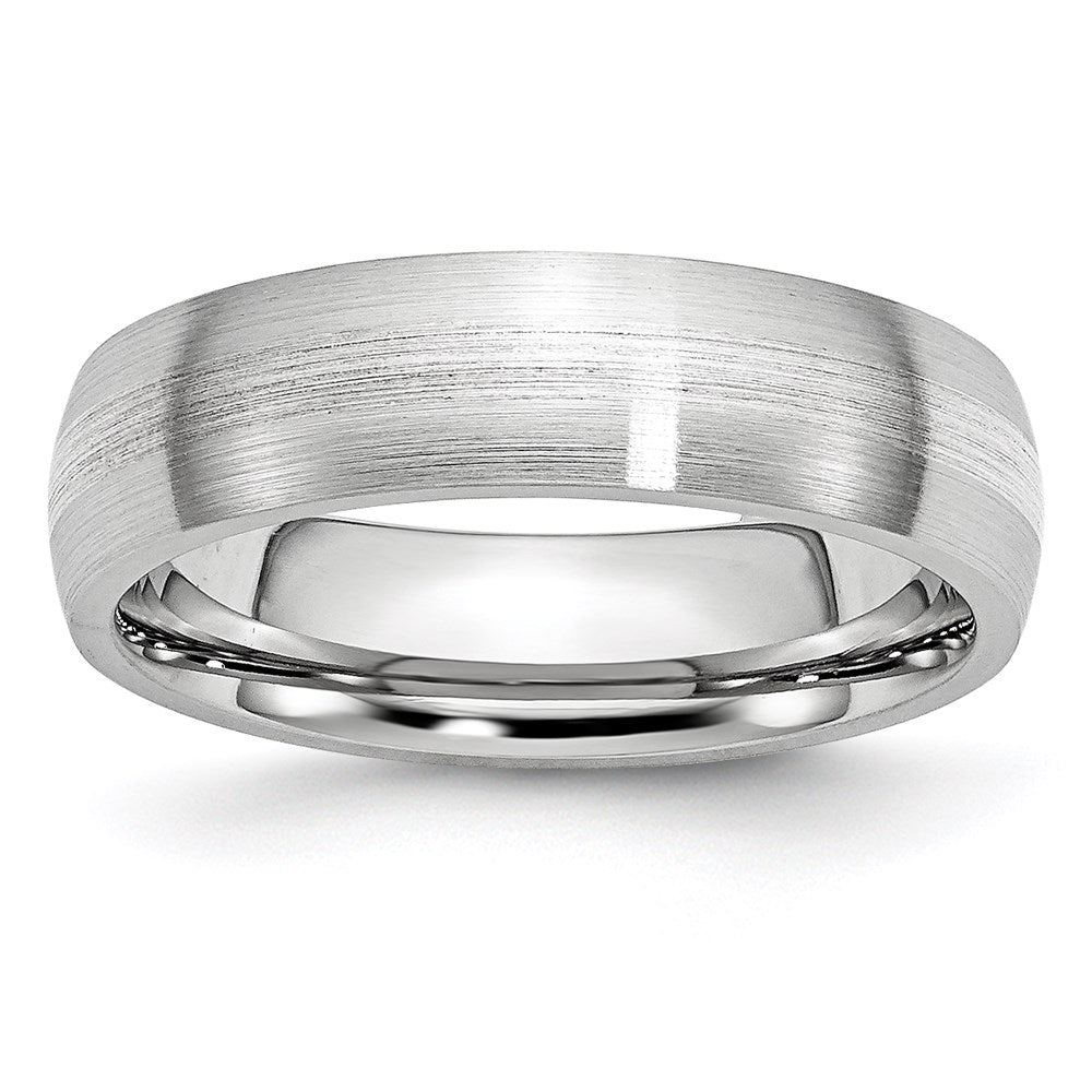 Unisex Fashion Jewelry, Chisel Brand Cobalt Sterling Silver Inlay Satin 6mm Ring Band