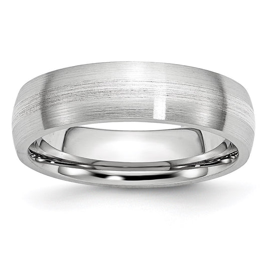 Unisex Fashion Jewelry, Chisel Brand Cobalt Sterling Silver Inlay Satin 6mm Ring Band