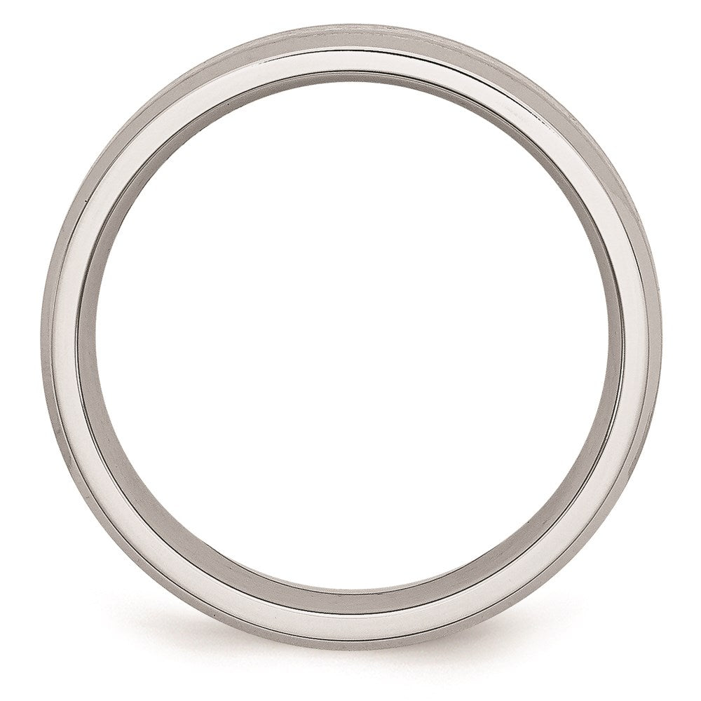 Unisex Fashion Jewelry, Chisel Brand Cobalt Sterling Silver Inlay Satin/Polished 6mm Beveled Edge Ring Band