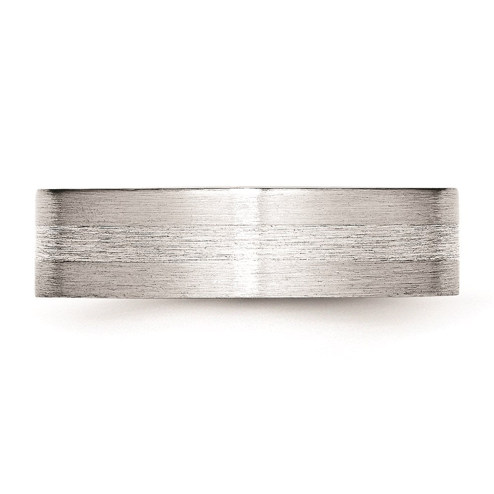 Unisex Fashion Jewelry, Chisel Brand Cobalt Sterling Silver Inlay Satin 6mm Flat Ring Band