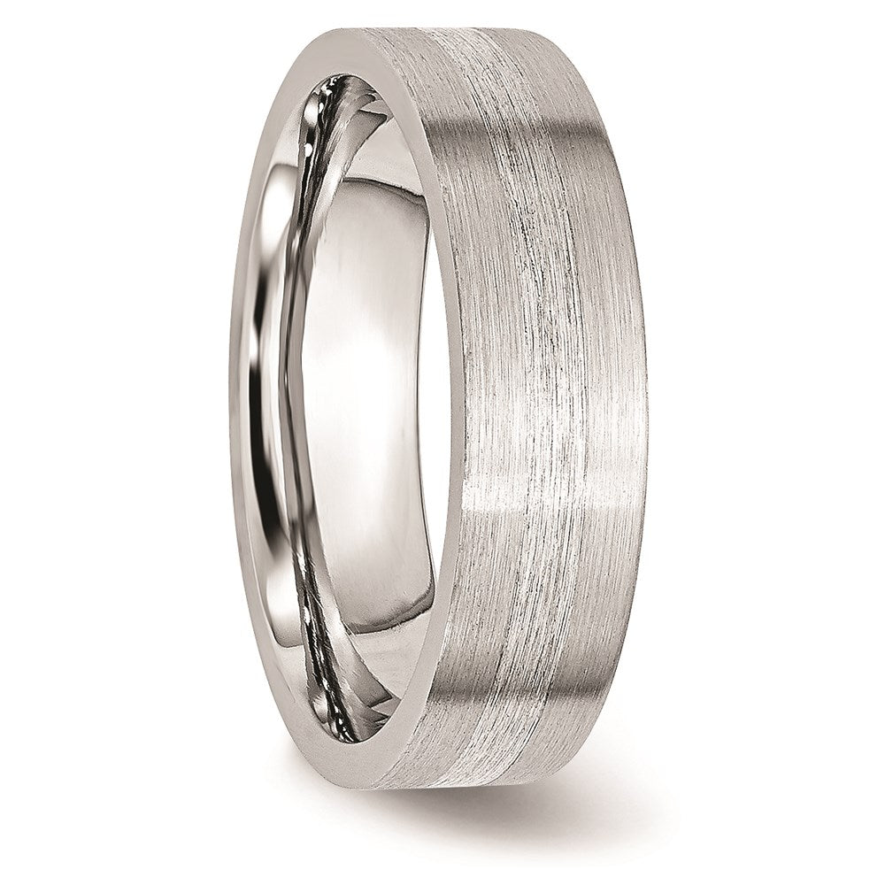 Unisex Fashion Jewelry, Chisel Brand Cobalt Sterling Silver Inlay Satin 6mm Flat Ring Band