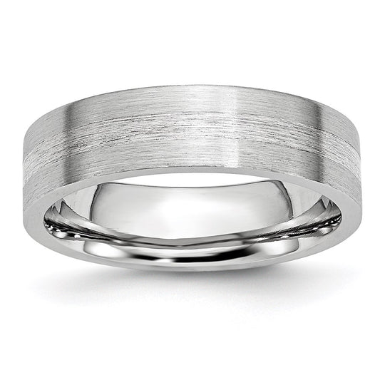 Unisex Fashion Jewelry, Chisel Brand Cobalt Sterling Silver Inlay Satin 6mm Flat Ring Band