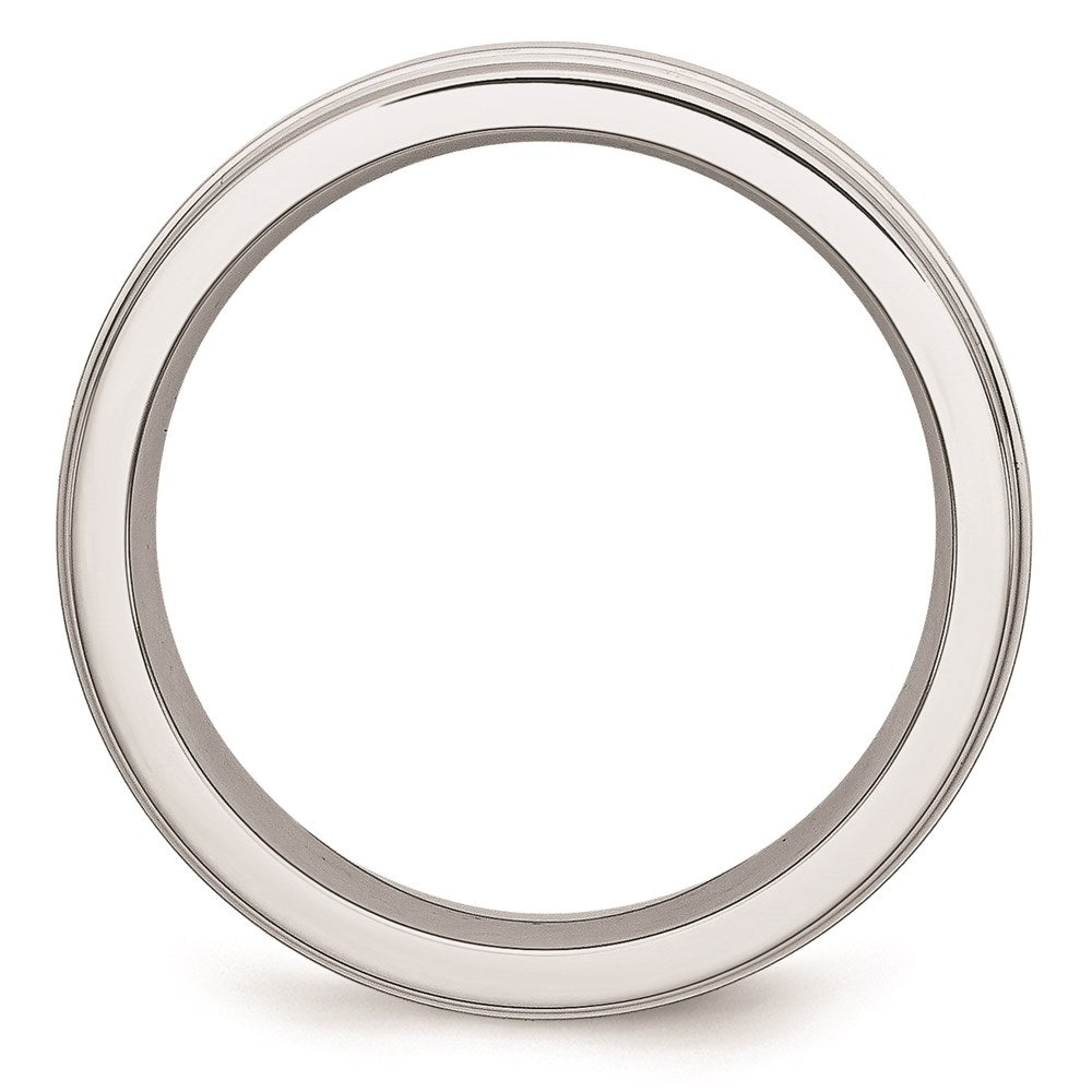 Unisex Fashion Jewelry, Chisel Brand Cobalt Sterling Silver Inlay Satin and Polished 6mm Ring Band