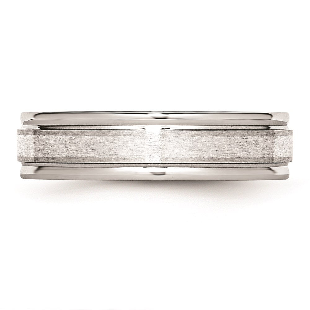 Unisex Fashion Jewelry, Chisel Brand Cobalt Sterling Silver Inlay Satin and Polished 6mm Ring Band