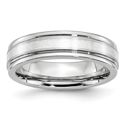 Unisex Fashion Jewelry, Chisel Brand Cobalt Sterling Silver Inlay Satin and Polished 6mm Ring Band