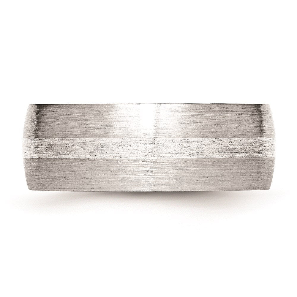 Unisex Fashion Jewelry, Chisel Brand Cobalt Sterling Silver Inlay Satin 8mm Ring Band