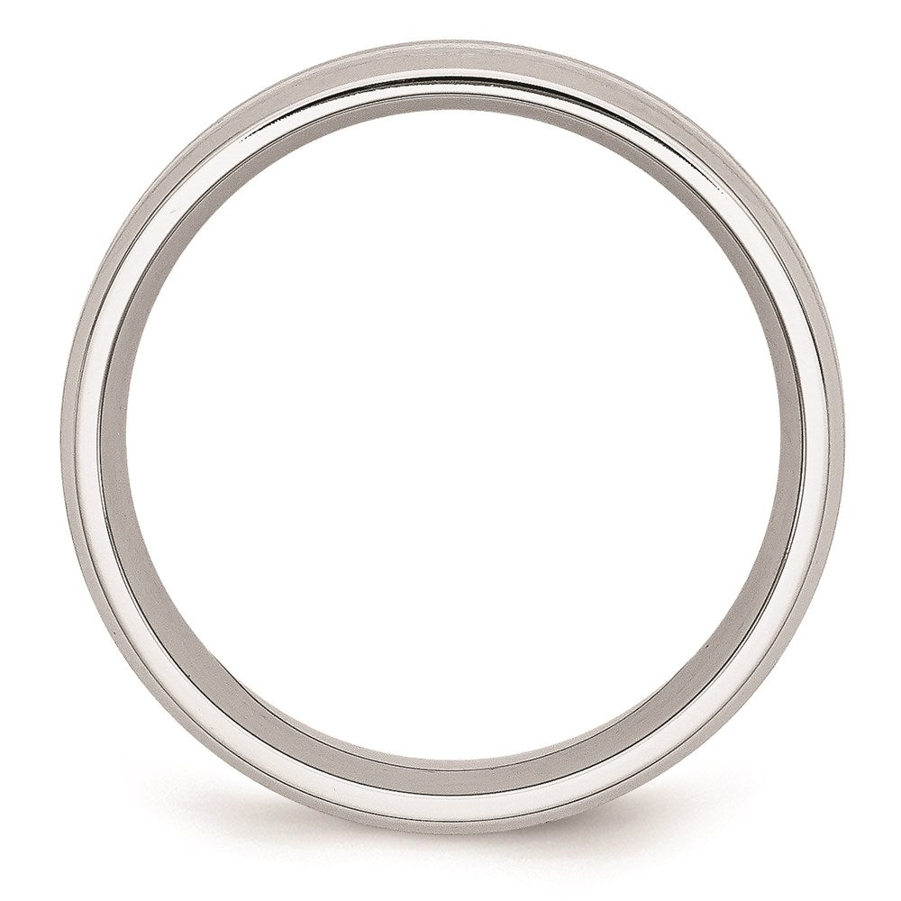 Unisex Fashion Jewelry, Chisel Brand Cobalt Sterling Silver Inlay Satin/Polished Beveled Edge 8mm Ring Band