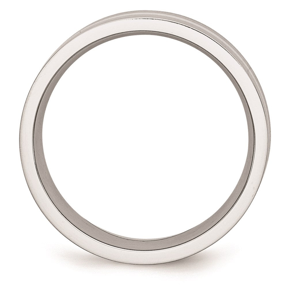 Unisex Fashion Jewelry, Chisel Brand Cobalt Sterling Silver Inlay Satin 8mm Flat Ring Band
