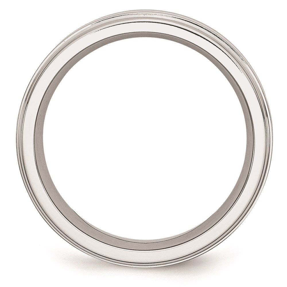 Unisex Fashion Jewelry, Chisel Brand Cobalt Sterling Silver Inlay Satin and Polished 8mm Ring Band