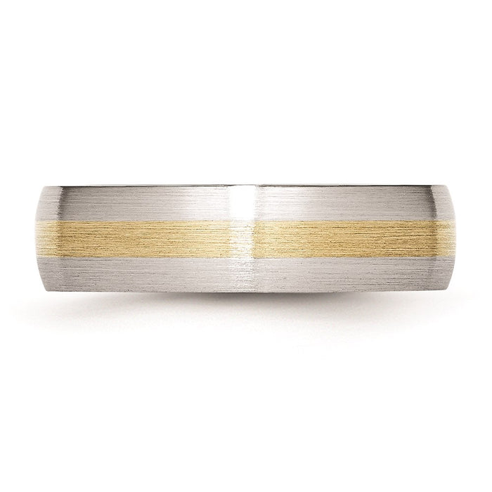 Unisex Fashion Jewelry, Chisel Brand Cobalt 14k Gold Inlay Satin 6mm Ring Band