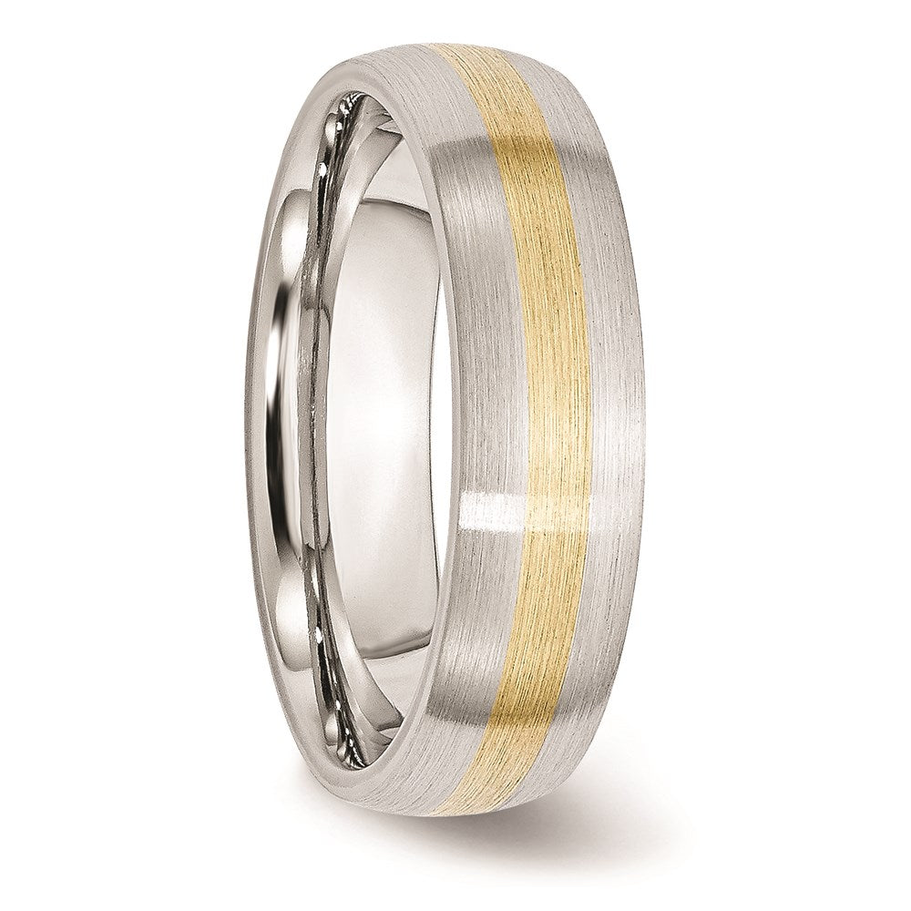 Unisex Fashion Jewelry, Chisel Brand Cobalt 14k Gold Inlay Satin 6mm Ring Band