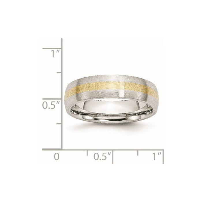 Unisex Fashion Jewelry, Chisel Brand Cobalt 14k Gold Inlay Satin 6mm Ring Band