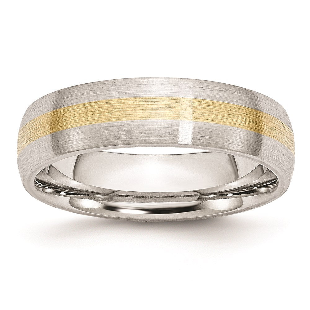 Unisex Fashion Jewelry, Chisel Brand Cobalt 14k Gold Inlay Satin 6mm Ring Band