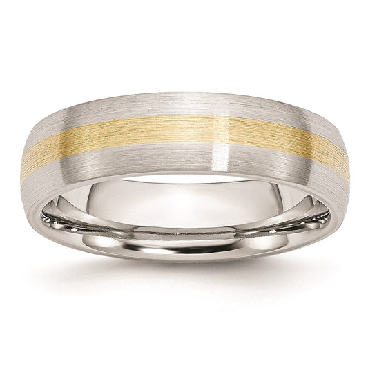 Unisex Fashion Jewelry, Chisel Brand Cobalt 14k Gold Inlay Satin 6mm Ring Band