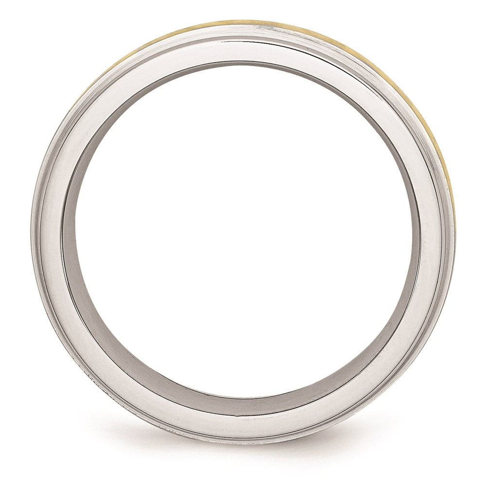 Unisex Fashion Jewelry, Chisel Brand Cobalt 14k Gold Inlay Satin and Polished 6mm Ring Band