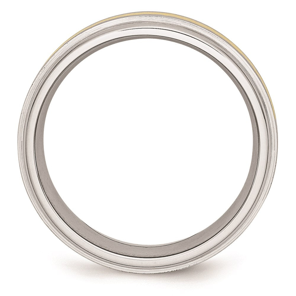 Men's Fashion Jewelry, Chisel Brand Cobalt 14k Gold Inlay Satin and Polished 8mm Ring Band