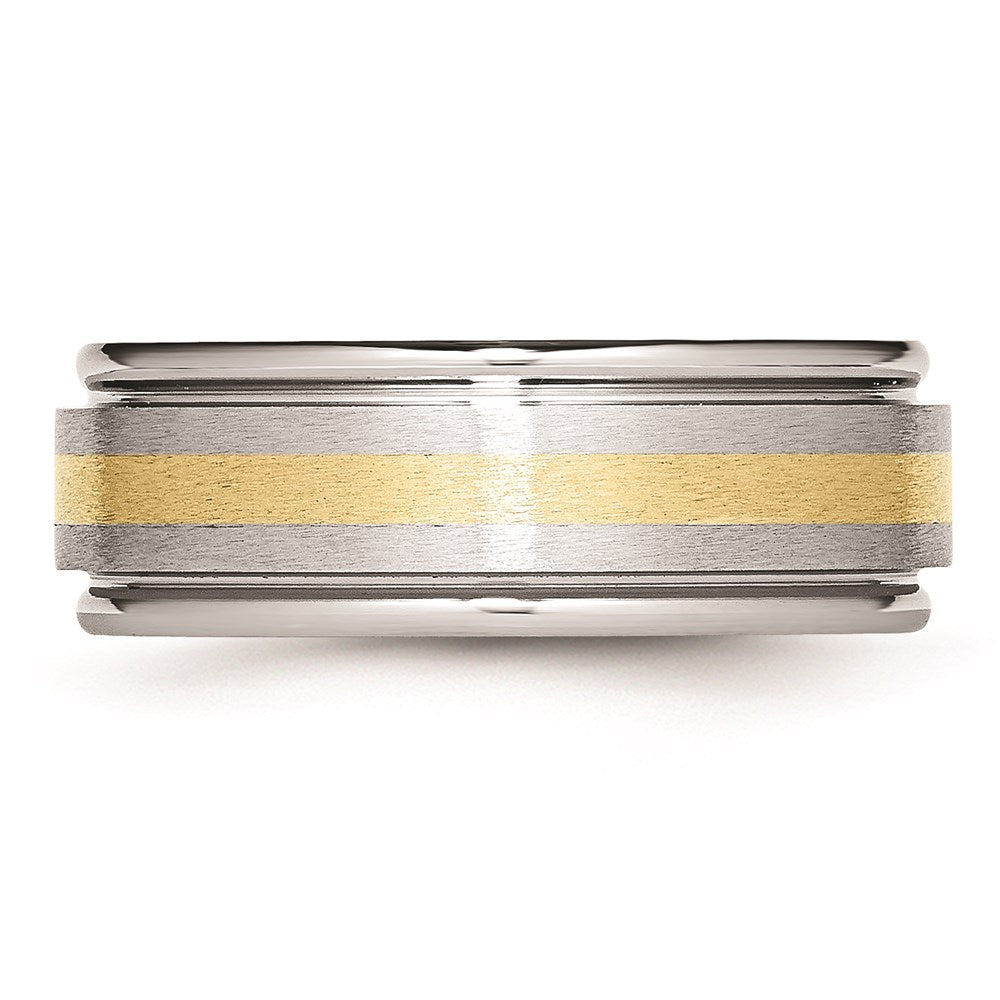 Men's Fashion Jewelry, Chisel Brand Cobalt 14k Gold Inlay Satin and Polished 8mm Ring Band