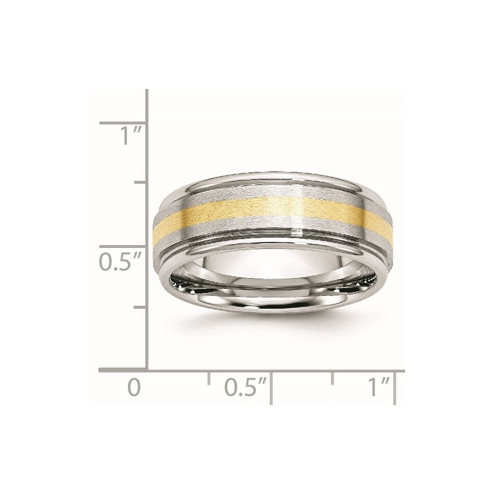Men's Fashion Jewelry, Chisel Brand Cobalt 14k Gold Inlay Satin and Polished 8mm Ring Band