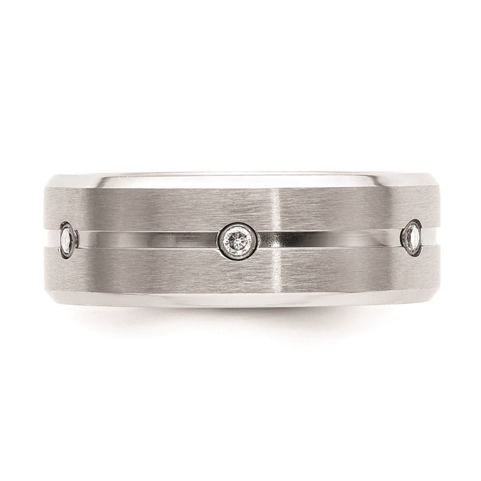 Men's Fashion Jewelry, Chisel Brand Cobalt Brushed and Polished with CZ Beveled 8mm Ring Band