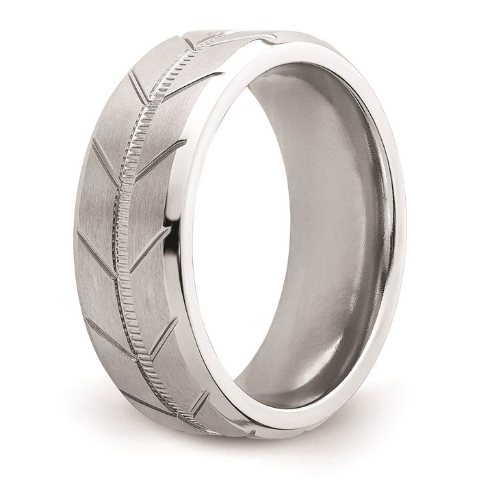 Men's Fashion Jewelry, Chisel Brand Cobalt Brushed and Polished Beveled 8mm Ring Band