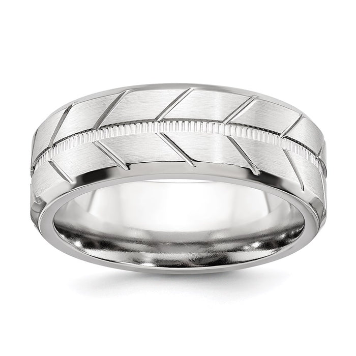 Men's Fashion Jewelry, Chisel Brand Cobalt Brushed and Polished Beveled 8mm Ring Band