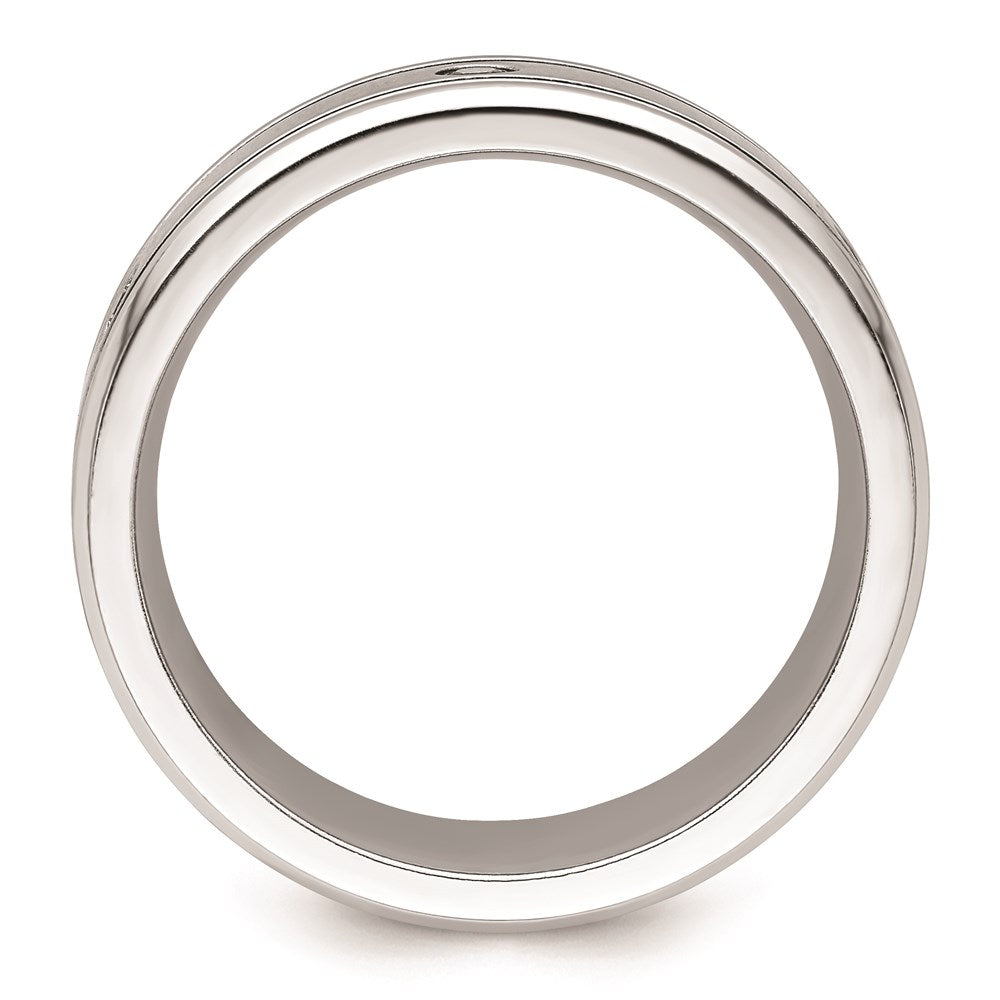 Men's Fashion Jewelry, Chisel Brand Cobalt Brushed and Polished with CZ  Beveled 8mm Ring Band