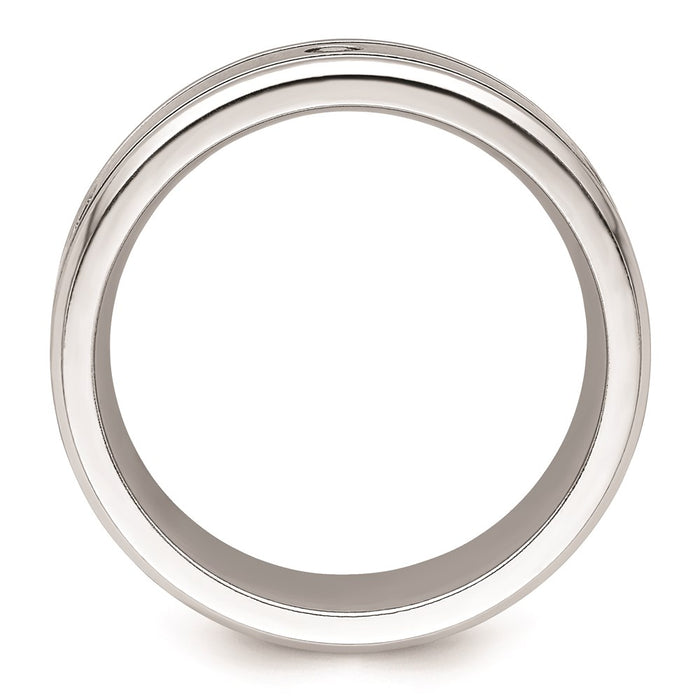 Men's Fashion Jewelry, Chisel Brand Cobalt Brushed and Polished with CZ  Beveled 8mm Ring Band