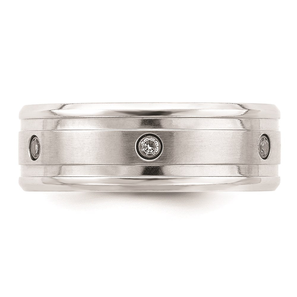 Men's Fashion Jewelry, Chisel Brand Cobalt Brushed and Polished with CZ  Beveled 8mm Ring Band
