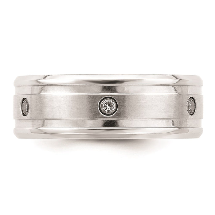 Men's Fashion Jewelry, Chisel Brand Cobalt Brushed and Polished with CZ  Beveled 8mm Ring Band