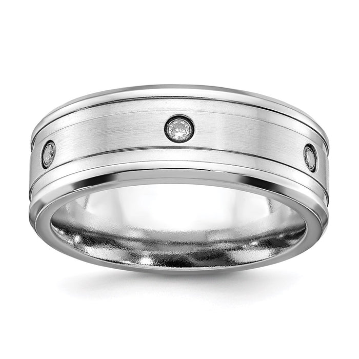 Men's Fashion Jewelry, Chisel Brand Cobalt Brushed and Polished with CZ  Beveled 8mm Ring Band