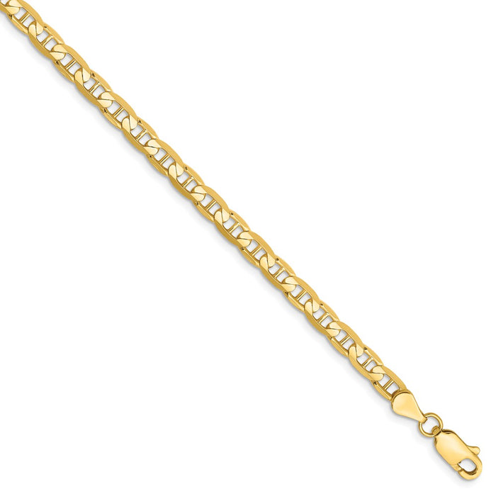 Million Charms 14k Yellow Gold 3.75mm Concave Anchor Chain, Chain Length: 7 inches