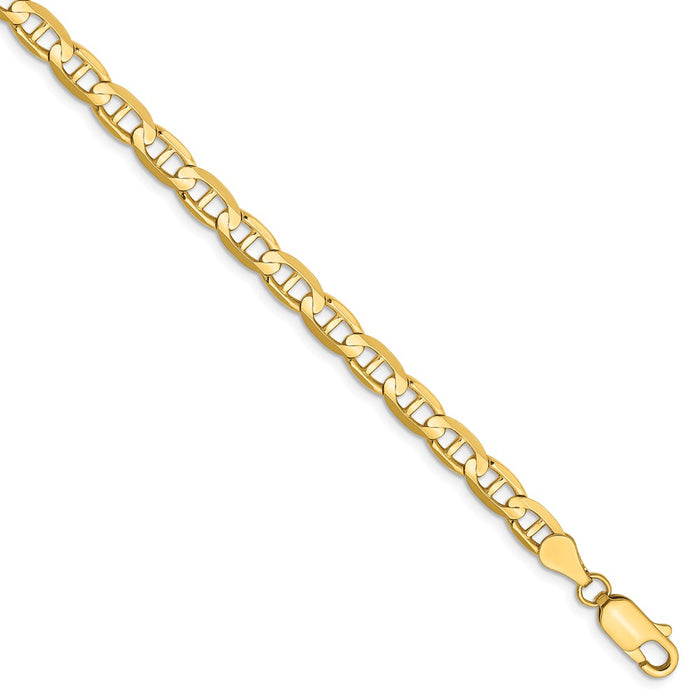 Million Charms 14k Yellow Gold 4.5mm Concave Anchor Chain, Chain Length: 7 inches