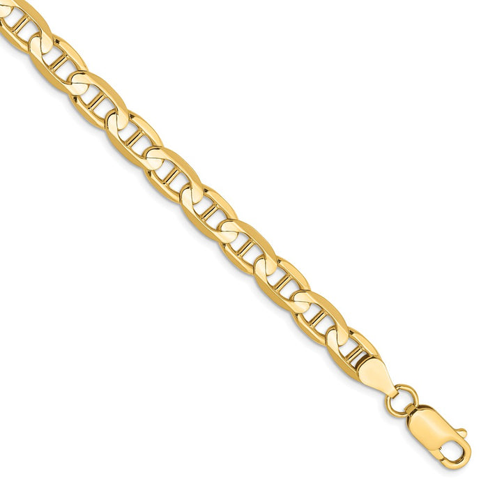 Million Charms 14k Yellow Gold 6.25mm Concave Anchor Chain, Chain Length: 8 inches