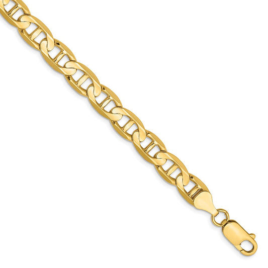 Million Charms 14k Yellow Gold 7mm Concave Anchor Chain, Chain Length: 8 inches