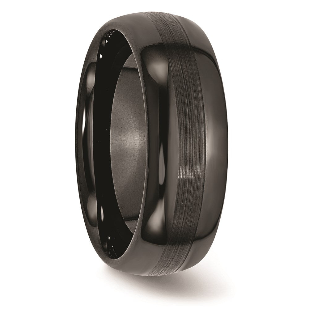 Unisex Fashion Jewelry, Chisel Brand Ceramic Black 8mm Brushed and Polished Ring Band