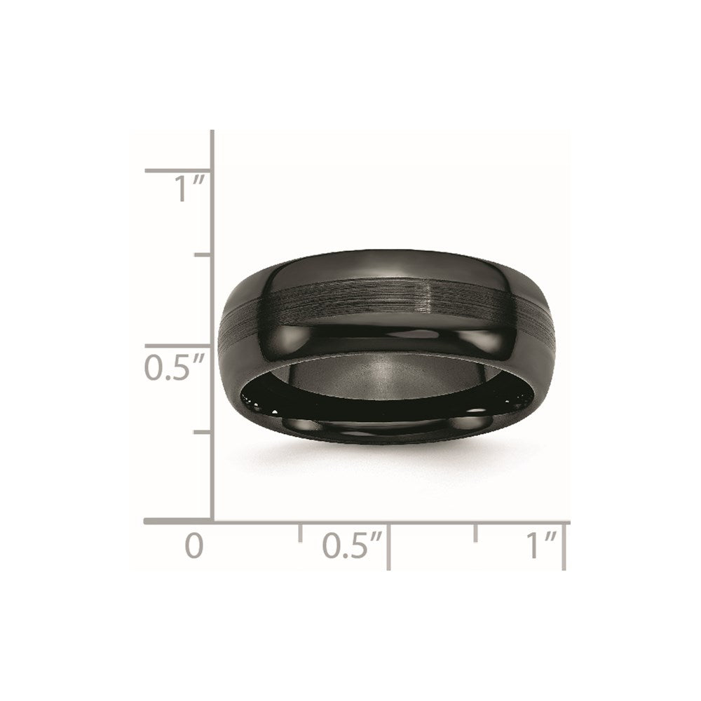 Unisex Fashion Jewelry, Chisel Brand Ceramic Black 8mm Brushed and Polished Ring Band