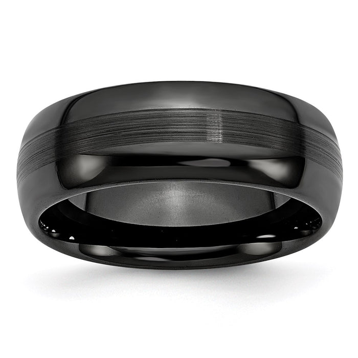 Unisex Fashion Jewelry, Chisel Brand Ceramic Black 8mm Brushed and Polished Ring Band