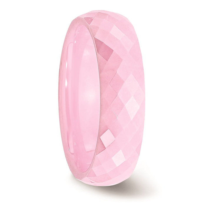 Women's Fashion Jewelry, Chisel Brand Ceramic Pink Faceted 6mm Polished Ring Band
