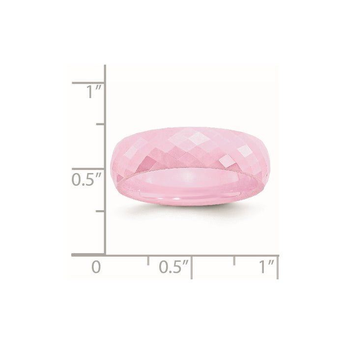 Women's Fashion Jewelry, Chisel Brand Ceramic Pink Faceted 6mm Polished Ring Band