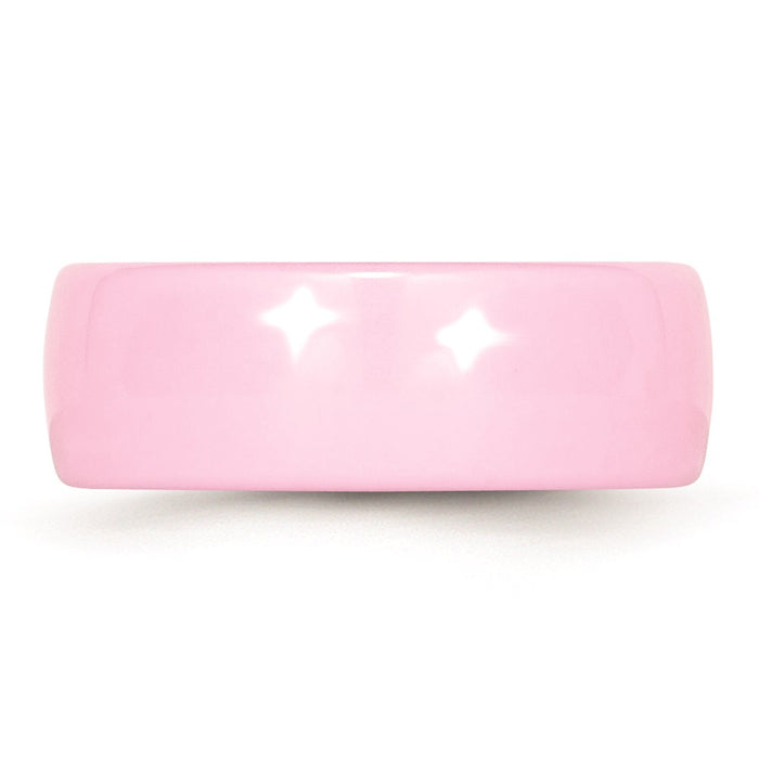Women's Fashion Jewelry, Chisel Brand Ceramic Pink 8mm Polished Ring Band