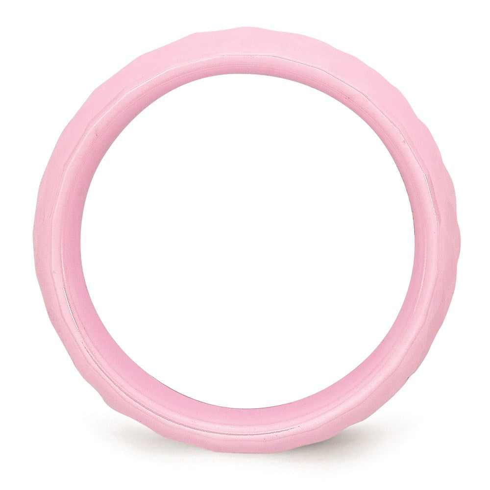 Women's Fashion Jewelry, Chisel Brand Ceramic Pink Faceted 7.5mm Polished Ring Band