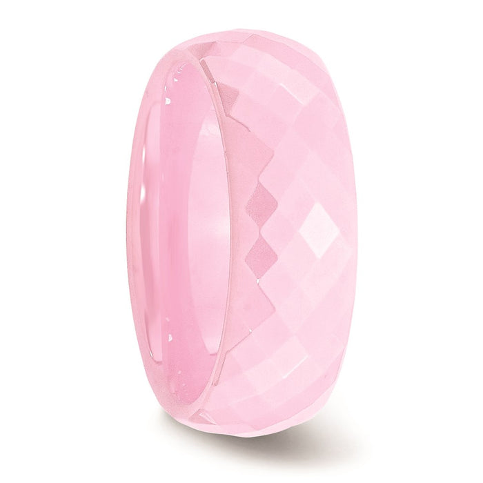 Women's Fashion Jewelry, Chisel Brand Ceramic Pink Faceted 7.5mm Polished Ring Band