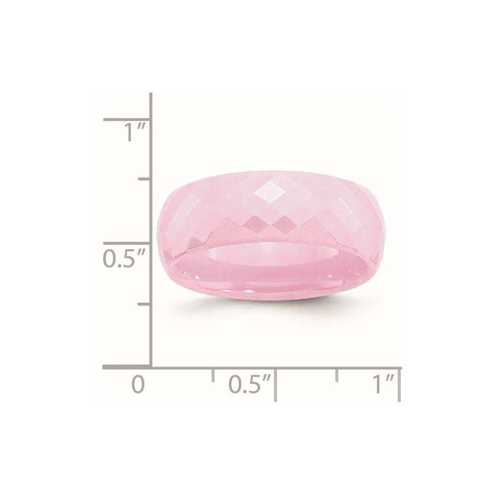 Women's Fashion Jewelry, Chisel Brand Ceramic Pink Faceted 7.5mm Polished Ring Band