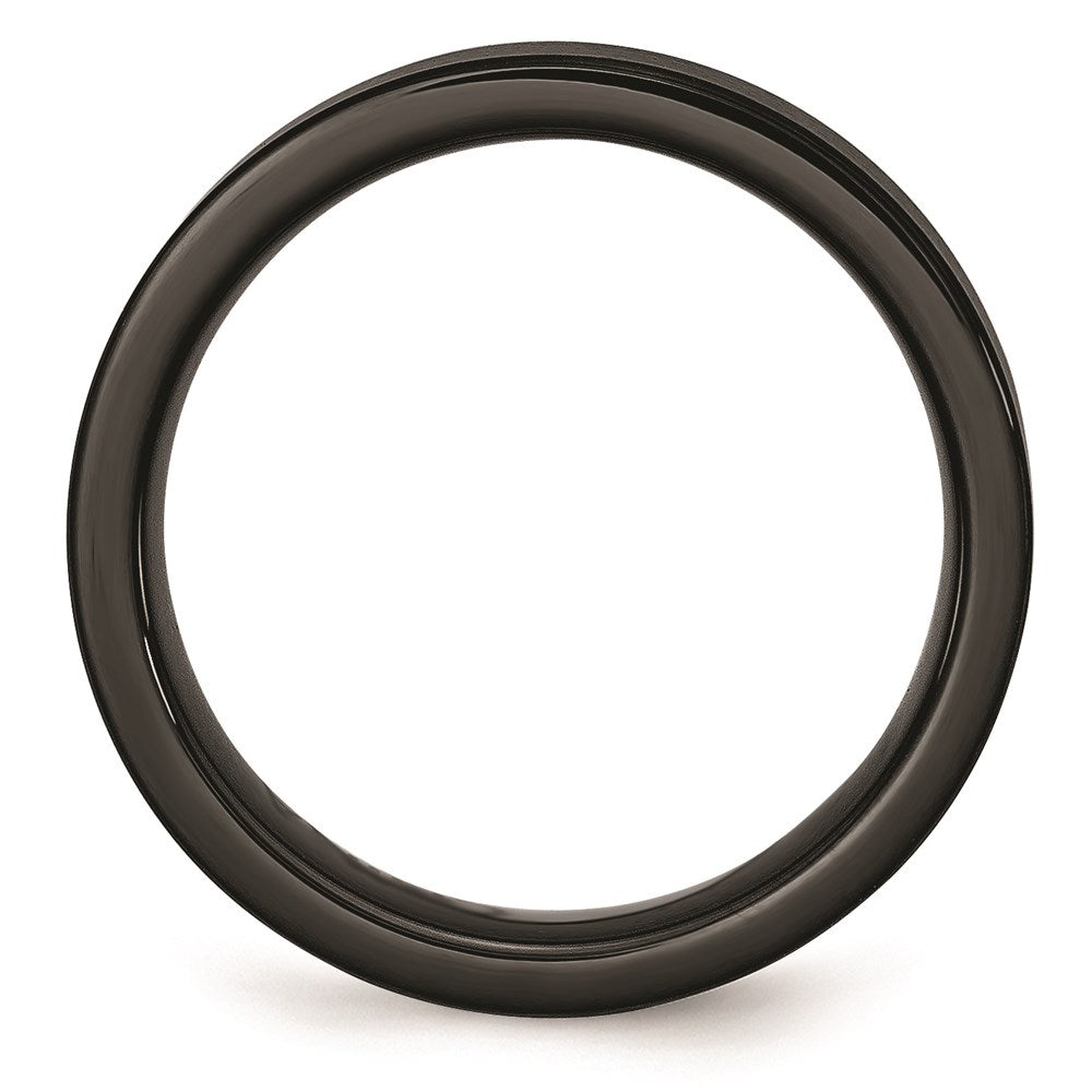 Unisex Fashion Jewelry, Chisel Brand Black Ceramic Flat 6mm Brushed Ring Band