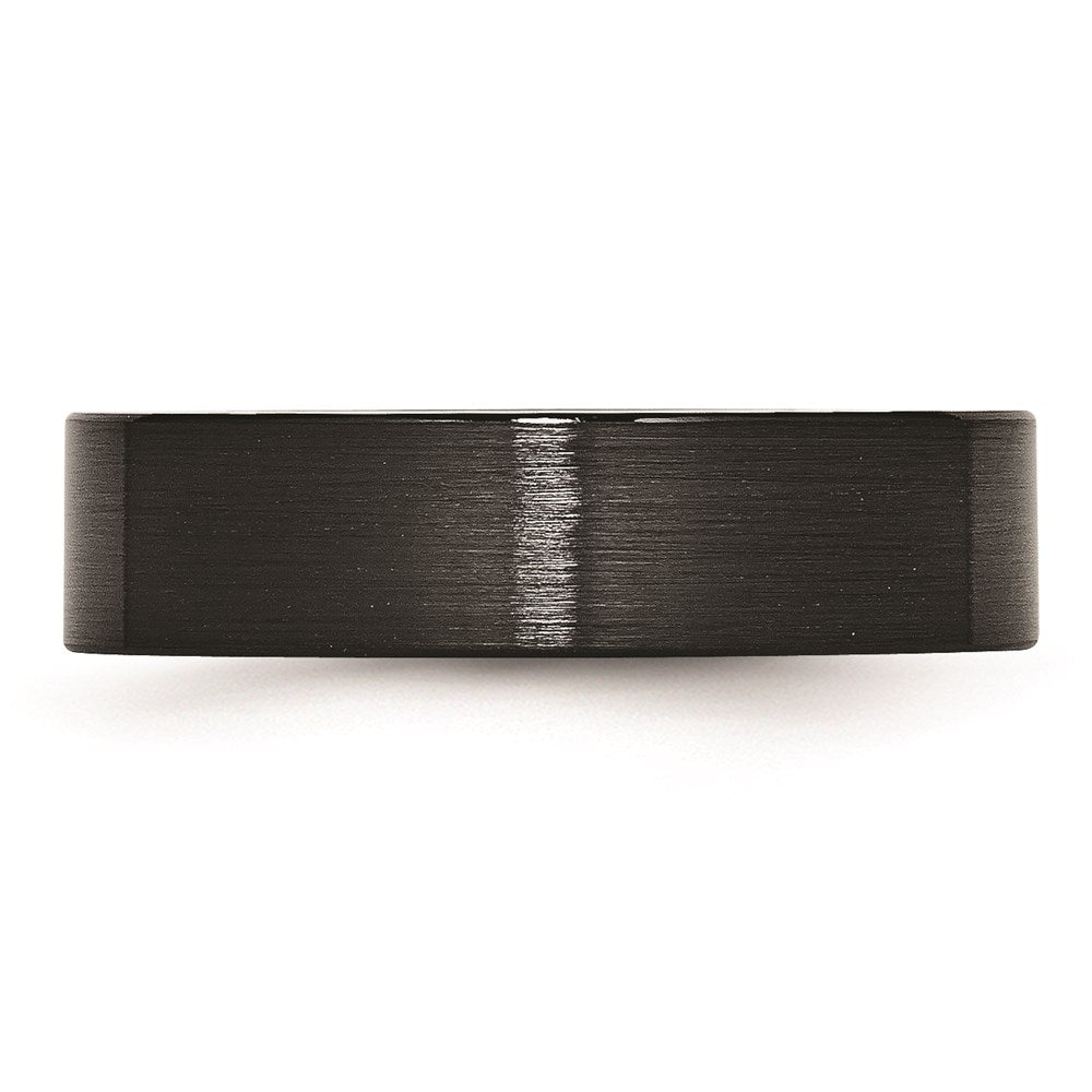 Unisex Fashion Jewelry, Chisel Brand Black Ceramic Flat 6mm Brushed Ring Band