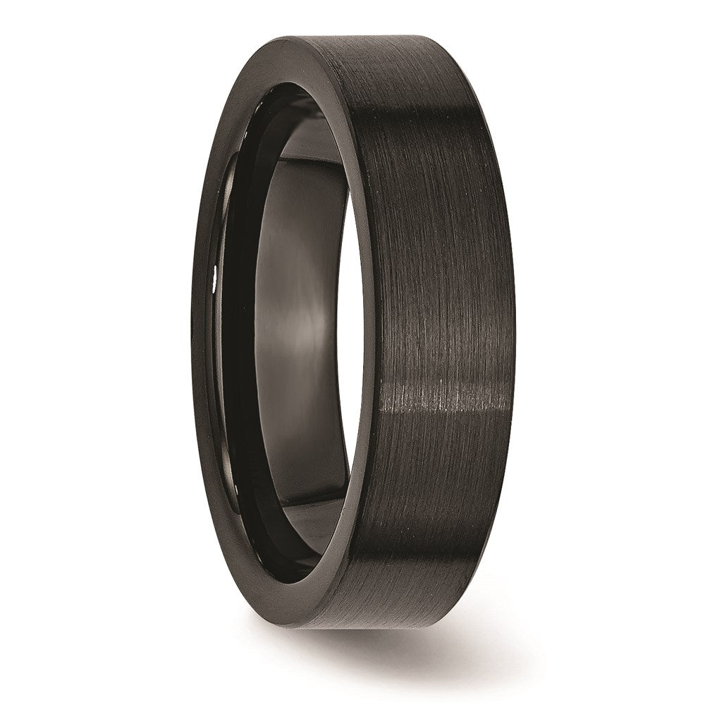 Unisex Fashion Jewelry, Chisel Brand Black Ceramic Flat 6mm Brushed Ring Band