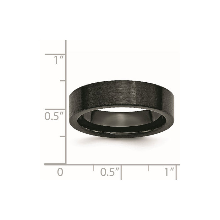 Unisex Fashion Jewelry, Chisel Brand Black Ceramic Flat 6mm Brushed Ring Band
