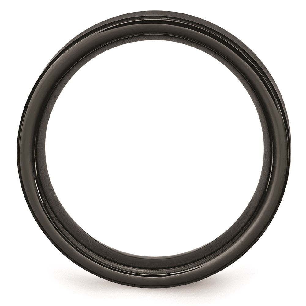 Unisex Fashion Jewelry, Chisel Brand Black Ceramic Flat 8mm Brushed Ring Band