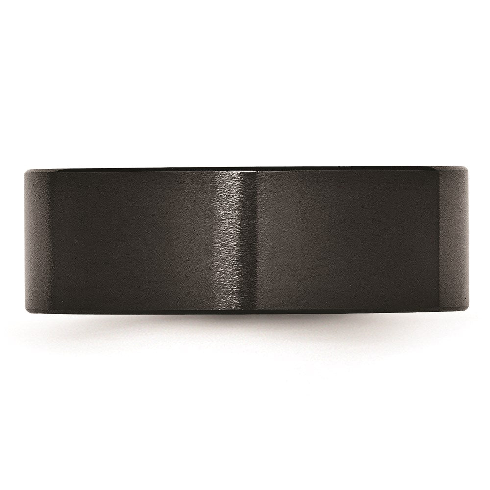Unisex Fashion Jewelry, Chisel Brand Black Ceramic Flat 8mm Brushed Ring Band