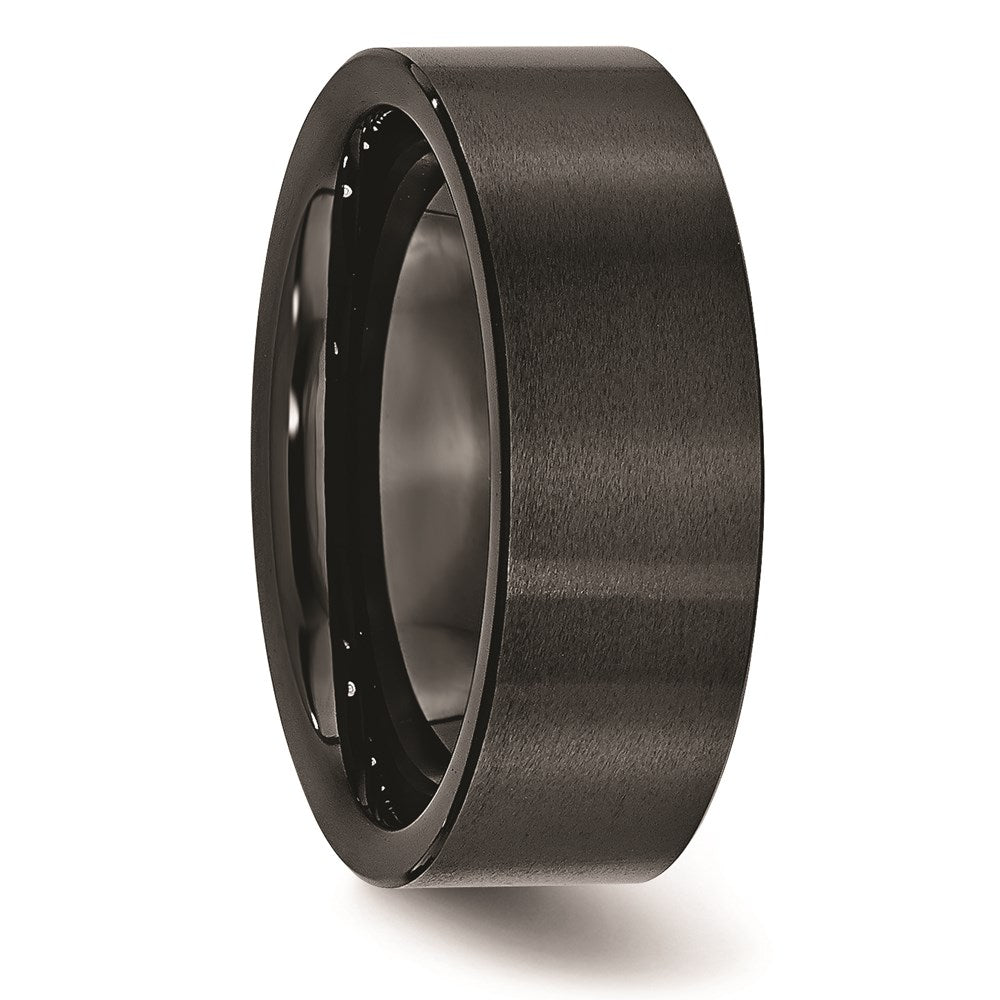 Unisex Fashion Jewelry, Chisel Brand Black Ceramic Flat 8mm Brushed Ring Band